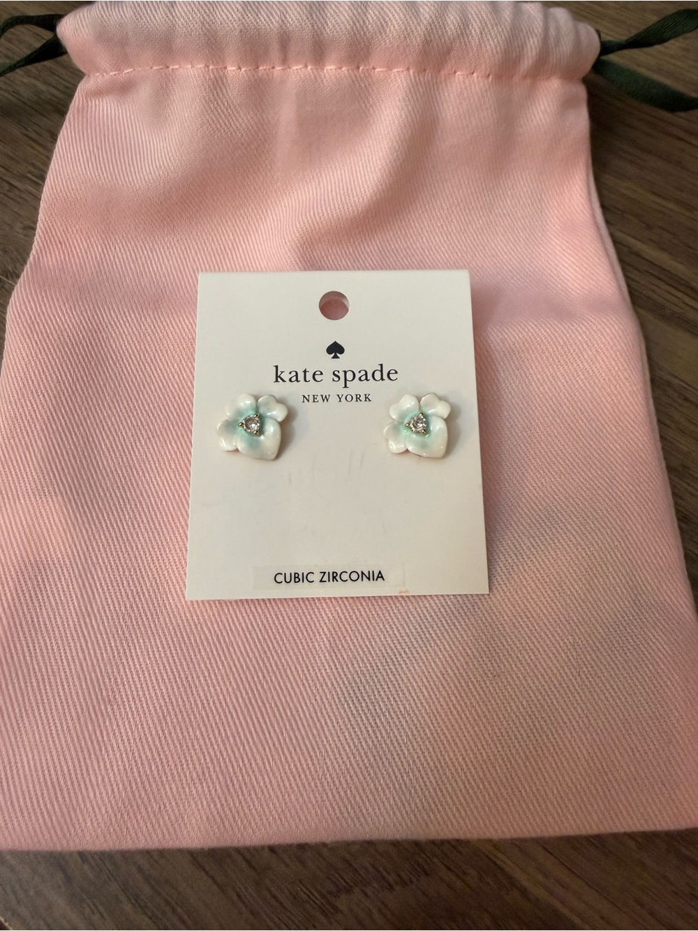 Brand new kate spade Kids White Flower Stud Earrings - Cubic Zirconia
